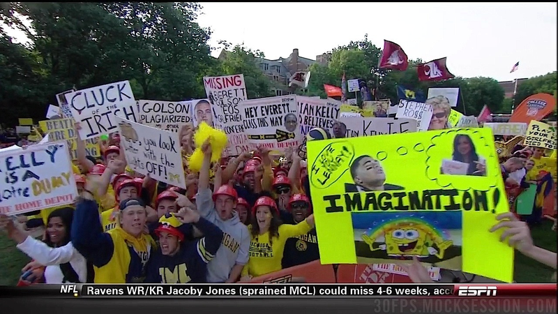 Illustration for article titled "My GF's Tits 4 Tickets": Notre Dame vs. Michigan GameDay Sign Roundup